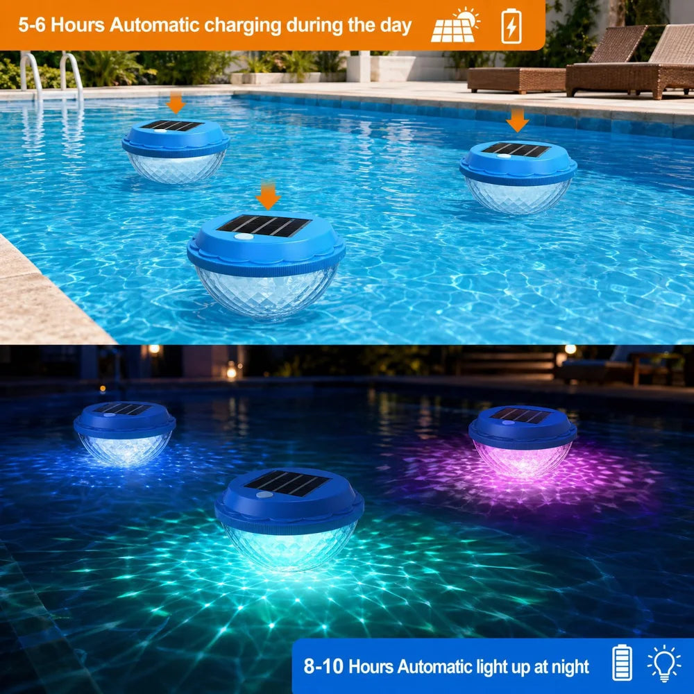 Solar Floating Pool Light LED Raindrop IP67 Waterproof 7-Color Pond Fountain Light for Garden - 6