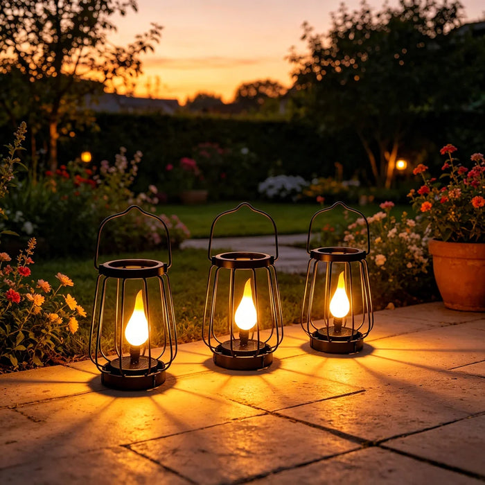Solar LED Flame Light IP65 Waterproof Metal Hanging Lantern for Outdoor Garden Patio Landscape Decoration - 5