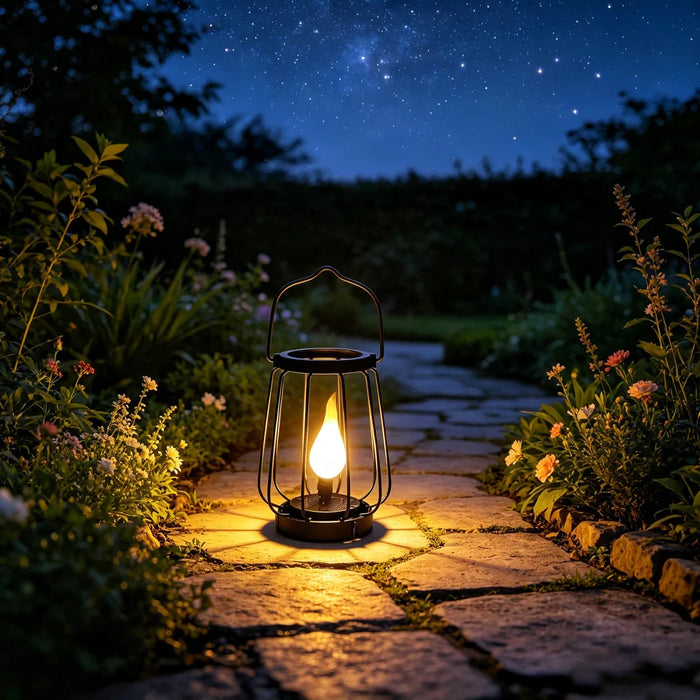 Solar LED Flame Light IP65 Waterproof Metal Hanging Lantern for Outdoor Garden Patio Landscape Decoration - 6