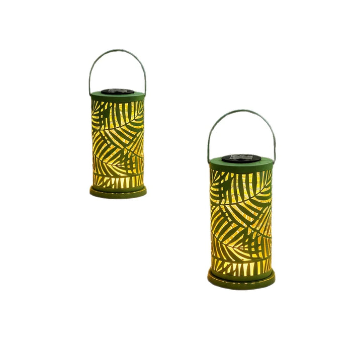 Solar Iron Art Projection Lantern Hollow-cut Palm Leaf Pattern Outdoor Garden Light - 4