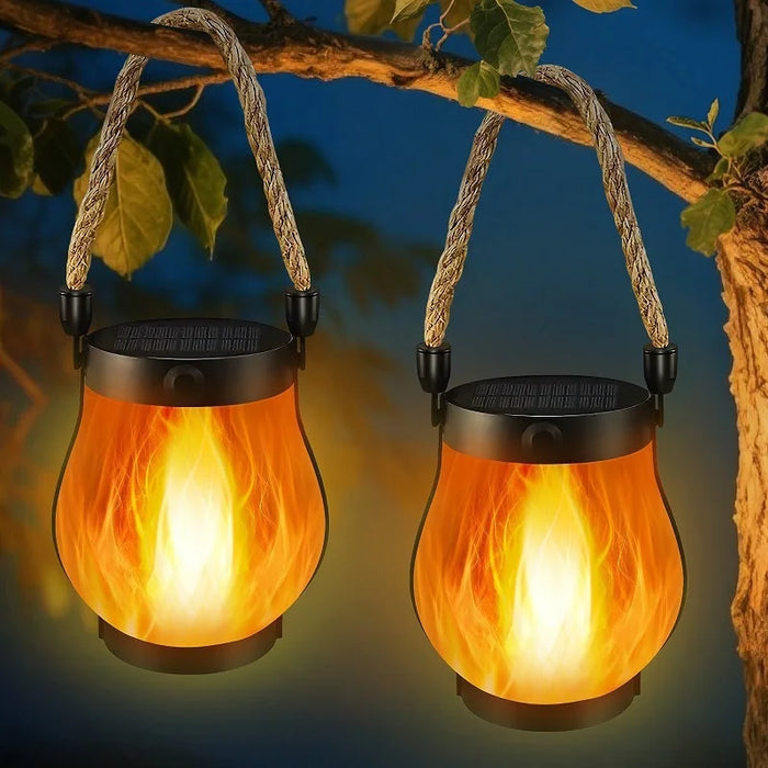 Solar Flame Light Rechargeable Handheld Lantern Waterproof for Garden Outdoor Camping - 2
