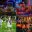 2 in 1 Bat Skeleton Halloween Ground Stake Light Solar Powered 8 Modes for Yard Garden Decoration - Orange Light - 4