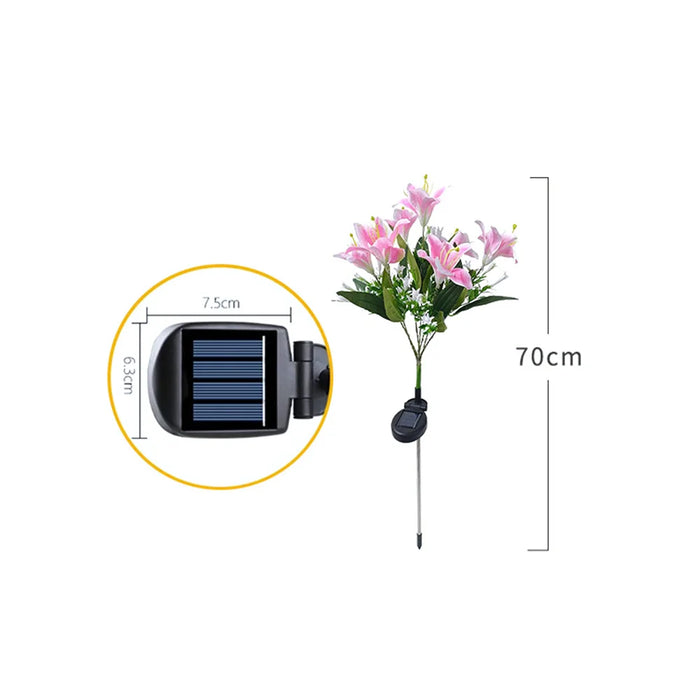 7-Head 3D Lily Flower Solar Powered Garden Light Outdoor Decorative Lawn Light - Pink - 7