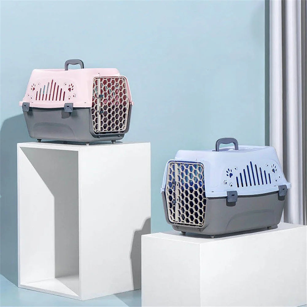 Outdoor Portable Cat Space Capsule Pet Dog Transport Box Breathable Handheld Flight Case Large Capacity Cage - Blue - 7