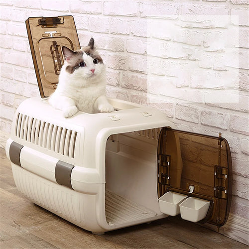 CAT CARGO Puppy Dog Air Plane Transport Box Breathable Cat Dog Pet Travel Carrier Cage (50x33x29cm) - 1