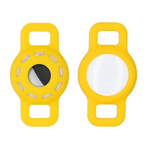 Hollow Out Anti-lost Pet Dog Tracking Locator Silicone Protective Case Cover for Apple AirTag, Size: S - Yellow - 1