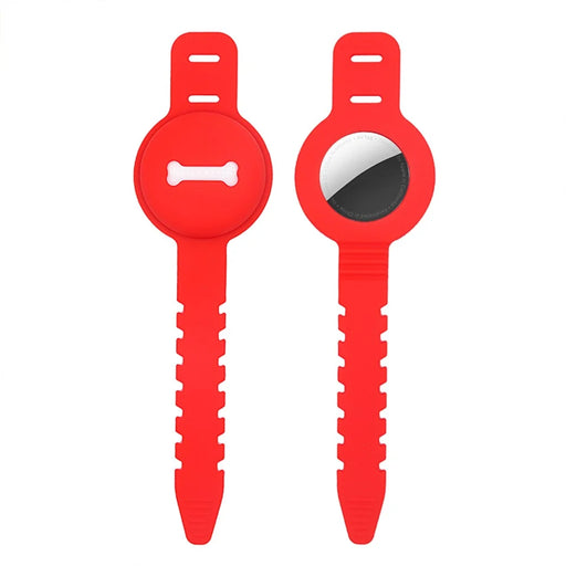 Bone Shape Design Pet Anti-lost Silicone Protective Case Cover for Apple AirTag Locator - Red - 1