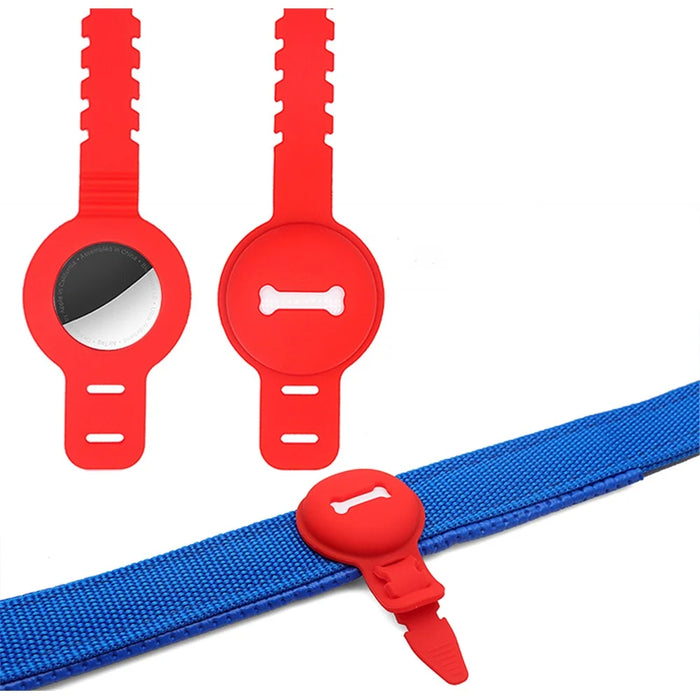 Bone Shape Design Pet Anti-lost Silicone Protective Case Cover for Apple AirTag Locator - Red - 4