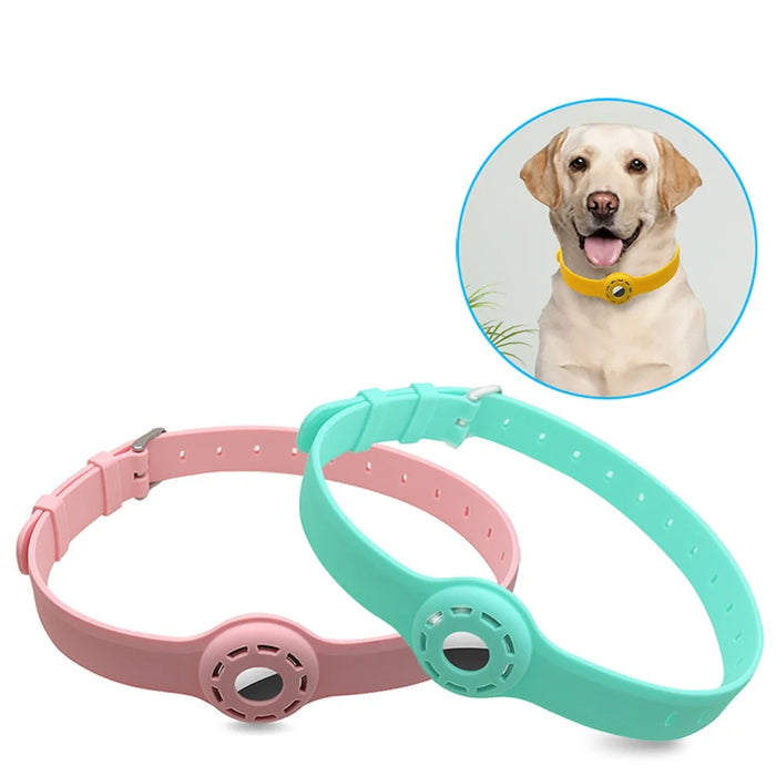 Pet Collar Design Hollow Out Anti-Lost Protective Cover Case Silicone Strap for Apple AirTag Tracker - Red - 2