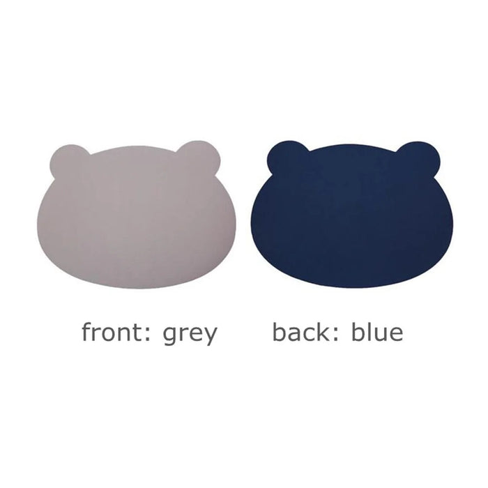 Cartoon Bear Shaped Waterproof Heat-insulating Dishes Table Mat Pad Oil-proof Tableware Placemats - Blue/Grey - 2