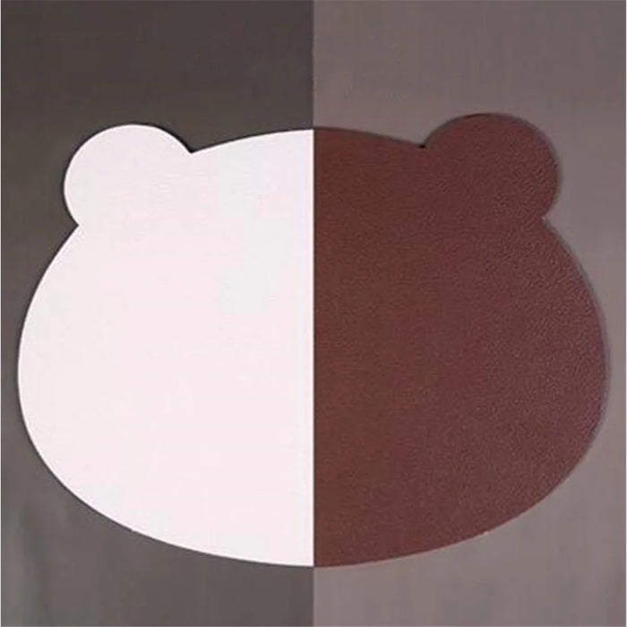 Cartoon Bear Shaped Waterproof Heat-insulating Dishes Table Mat Pad Oil-proof Tableware Placemats - Blue/Grey - 5