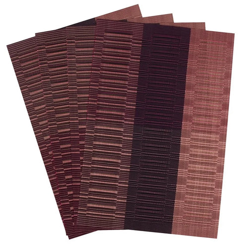 Set of 4 Rectangular PVC Western Placemats Woven Non-Slip Heat Resistant Kitchen Tablet Mats - Wine Red - 1