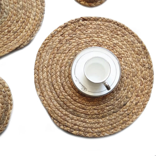 11cm Round Straw Drink Table Mat Home Table Decoration Insulated Cup Mat - 1