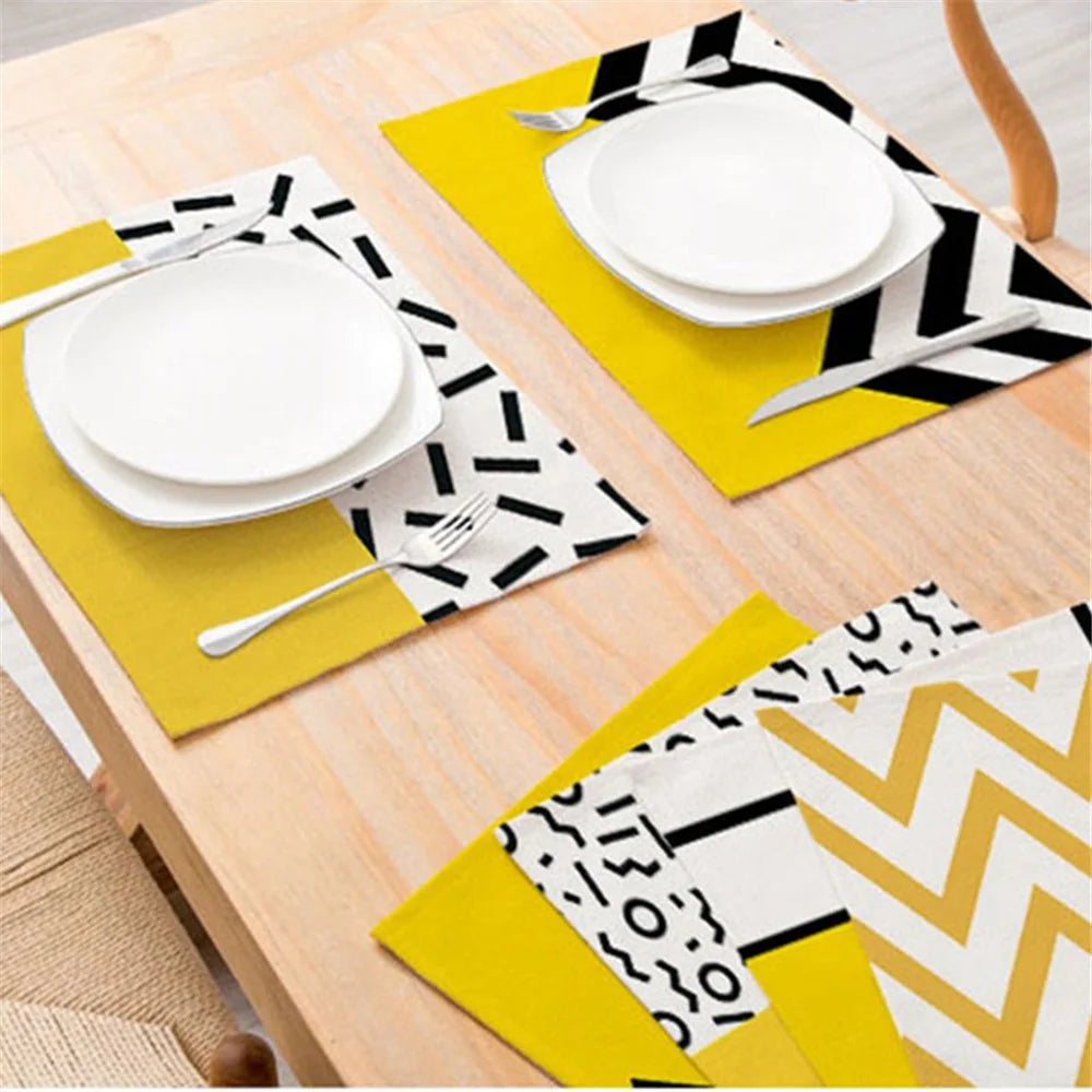 CD011 Home Decoration Single Pattern Printed Cotton Linen Placemat Dining Table Mat - CD011-32 - 3