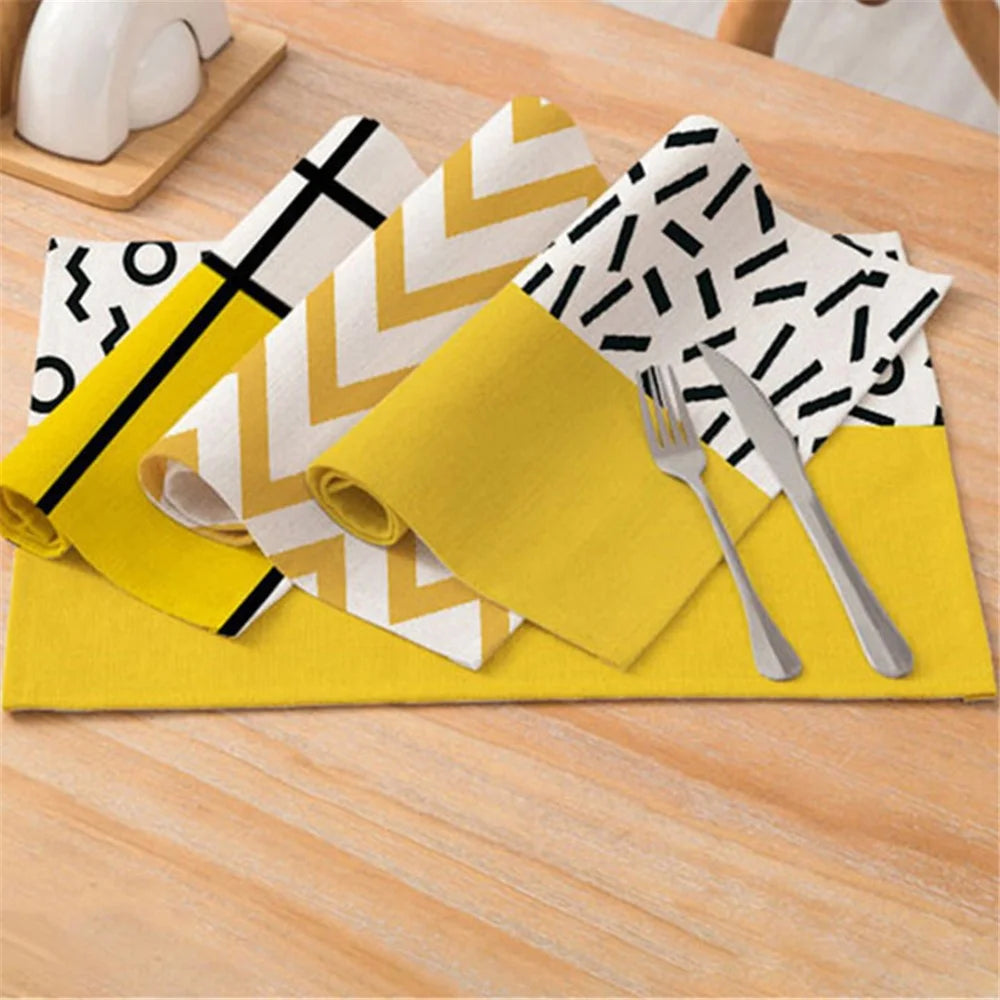 CD011 Home Decoration Single Pattern Printed Cotton Linen Placemat Dining Table Mat - CD011-32 - 4