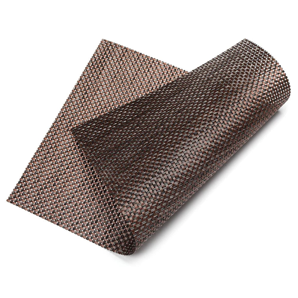 MJ7814 PVC Braided Non-Slip Placemat Dining Table Mat Heat-insulated Tableware Bowl Pads - Yellowish Brown - 3