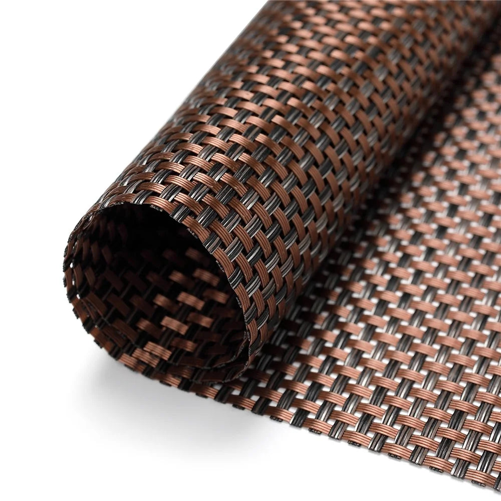 MJ7814 PVC Braided Non-Slip Placemat Dining Table Mat Heat-insulated Tableware Bowl Pads - Yellowish Brown - 4