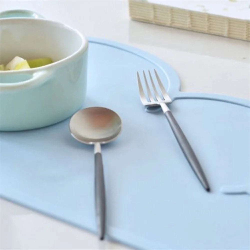 SHY98 BPA Free Cartoon Cloud Silicone Placemat Heat Resistant Plate Mat Children Bowl Coaster - Blue - 2