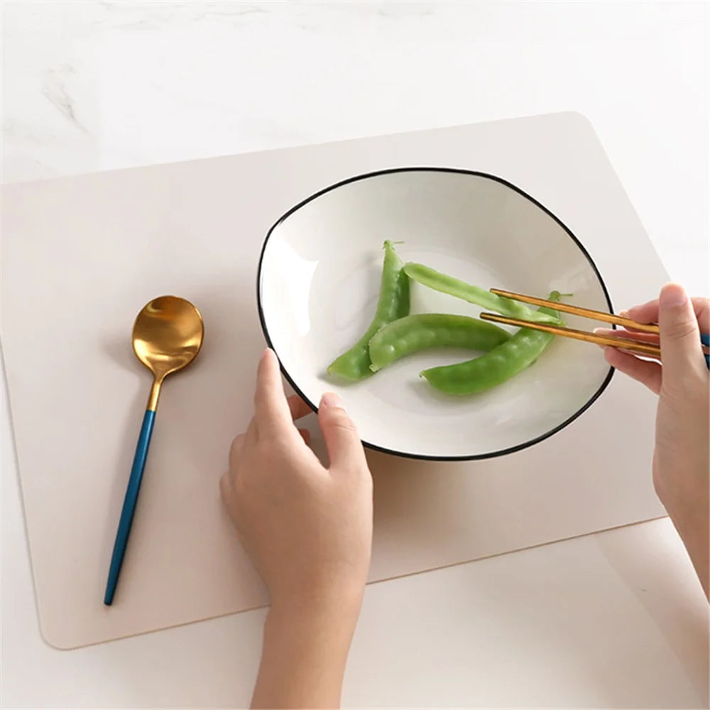 Silicone Placemats [15.7''x11.8''] Heat-Resistant Thicken Non-Skid Table Mats Set for Kids / Baby - Light Grey - 3