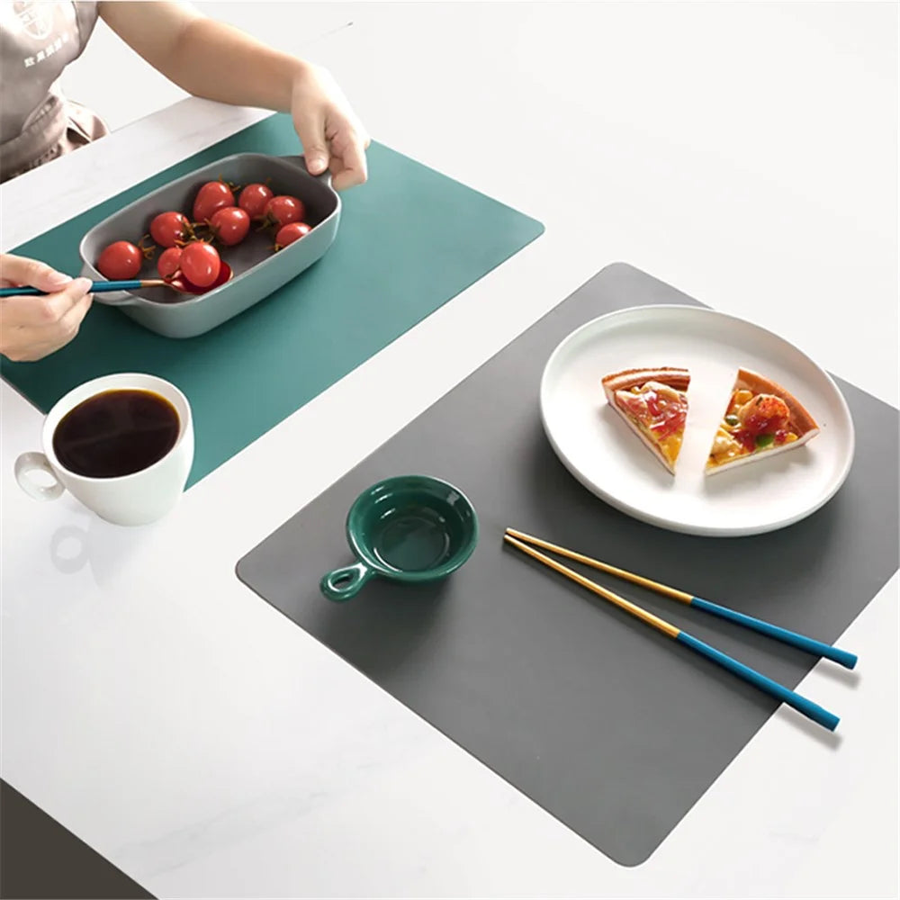 Silicone Placemats [15.7''x11.8''] Heat-Resistant Thicken Non-Skid Table Mats Set for Kids / Baby - Light Grey - 5