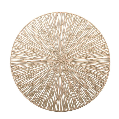 Hollow Out Round PVC Placemat Kitchen Anti-skid Heat Insulation Pad Mat Dining Table Decoration - Light Gold - 1