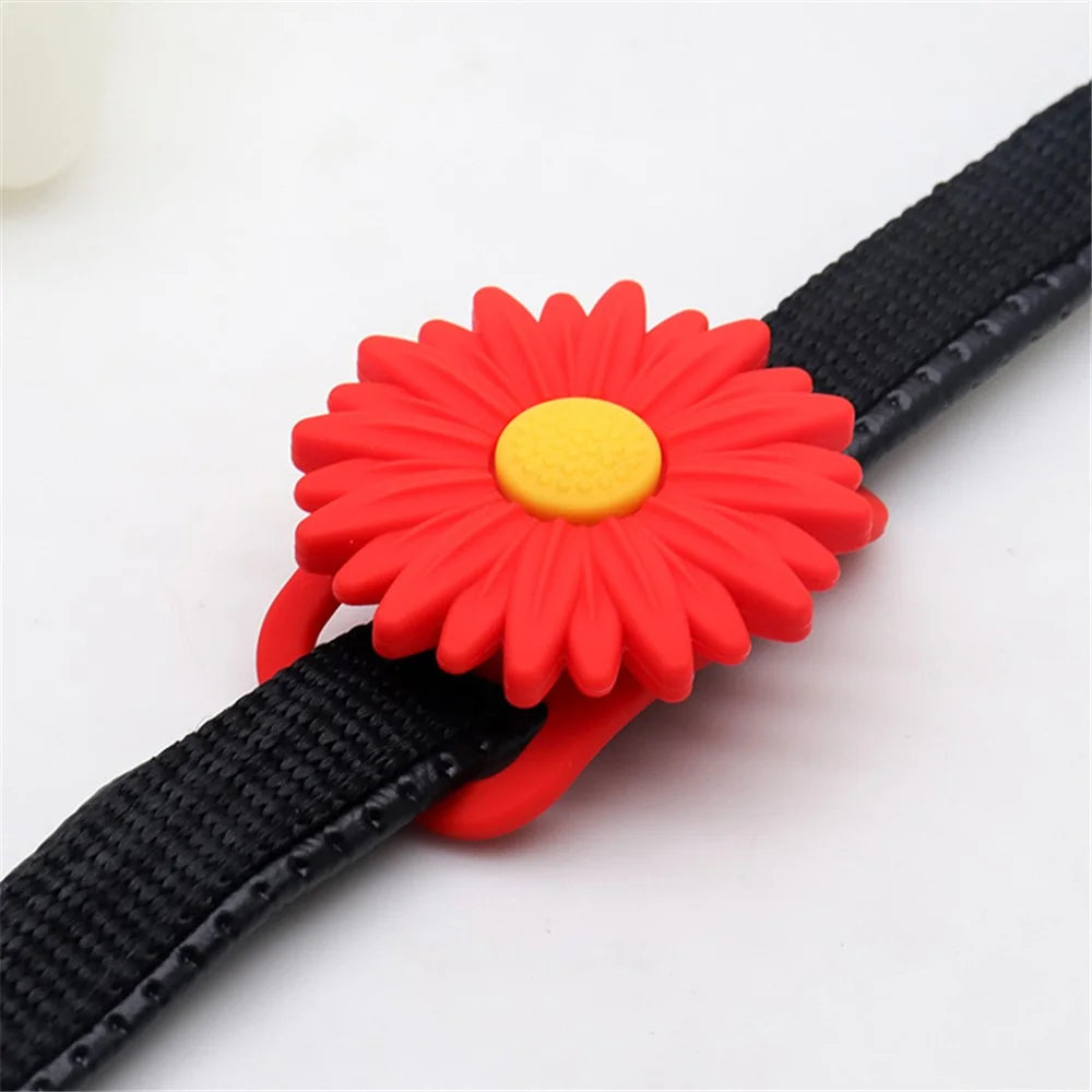 Daisy Flower Soft Silicone Pet Locator Protective Case Cover for Apple AirTag  - Red - 4