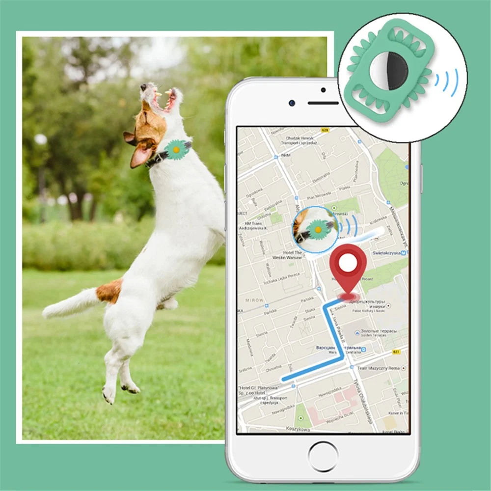 Daisy Flower Soft Silicone Pet Locator Protective Case Cover for Apple AirTag  - Red - 5