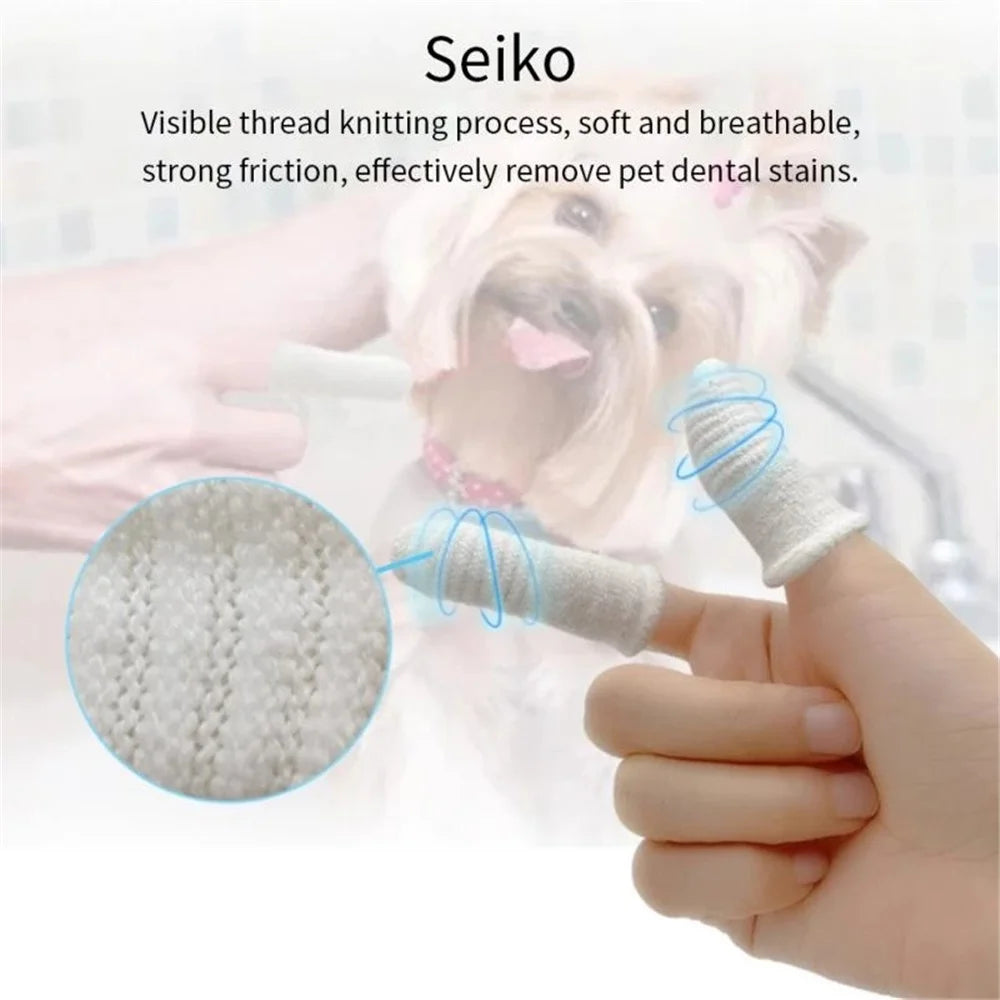 2Pcs/Set Pet Dog Cat Teeth Cleaning Tool Oral Care Toothbrush Finger Sleeve - 2