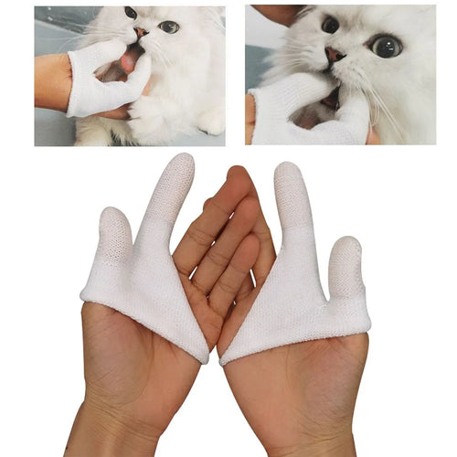 Pet Dog Cat Toothbrush 2-finger Gloves Dental Care Teeth Cleaning Tool - 1