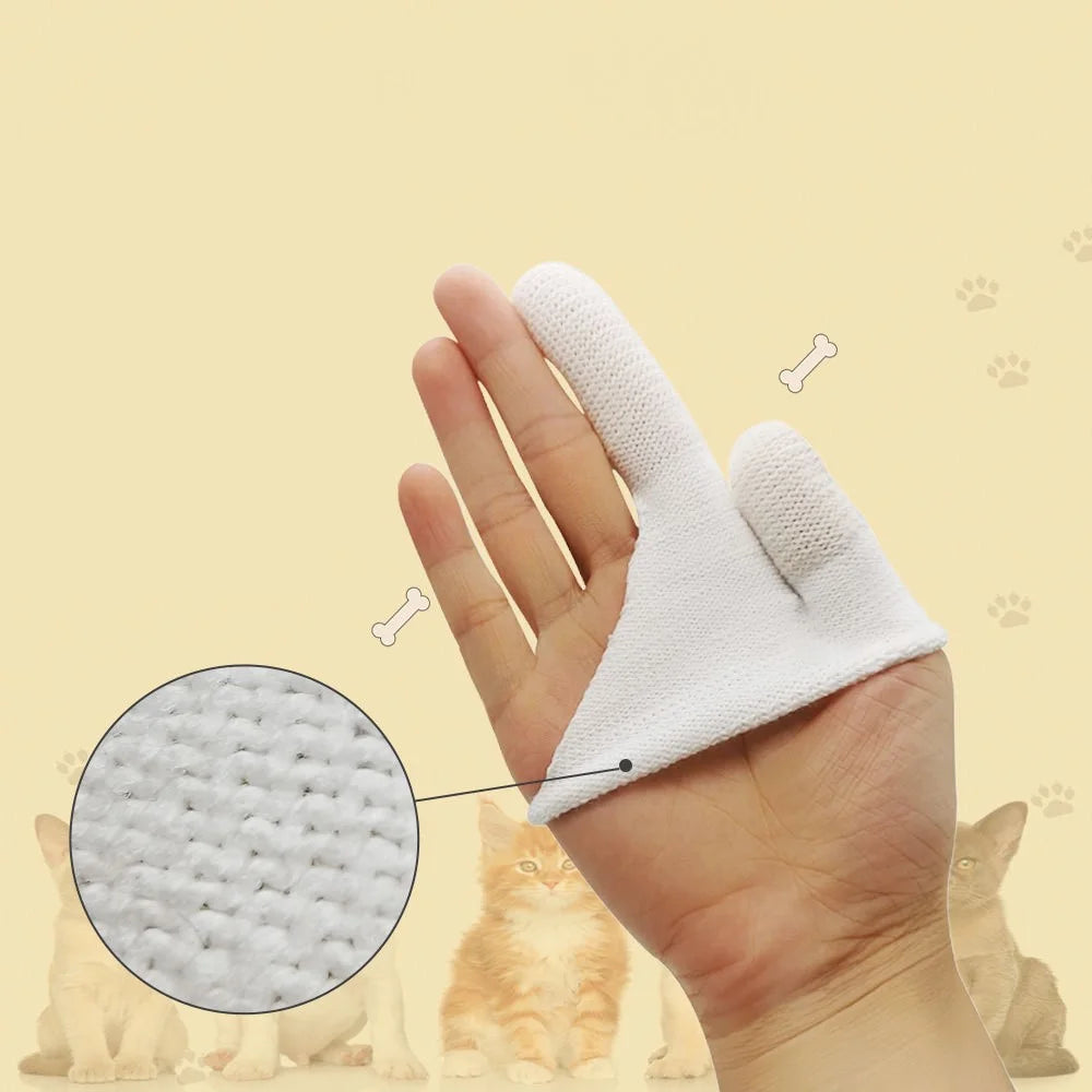 Pet Dog Cat Toothbrush 2-finger Gloves Dental Care Teeth Cleaning Tool - 2