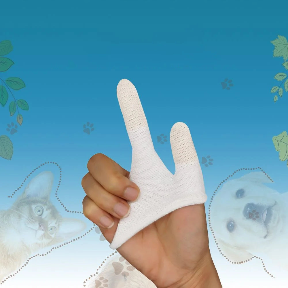Pet Dog Cat Toothbrush 2-finger Gloves Dental Care Teeth Cleaning Tool - 3