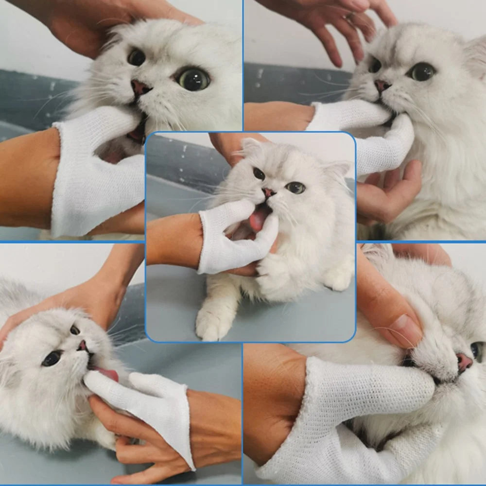 Pet Dog Cat Toothbrush 2-finger Gloves Dental Care Teeth Cleaning Tool - 5