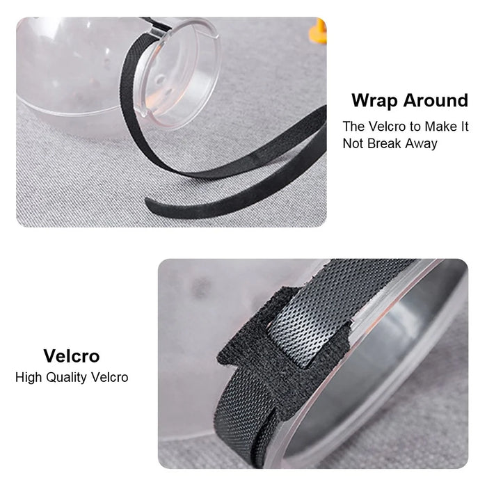 Pet Cat Adjustable Hood Breathable Kitten Transparent Anti-bite Grooming Muzzle - White/M - 5