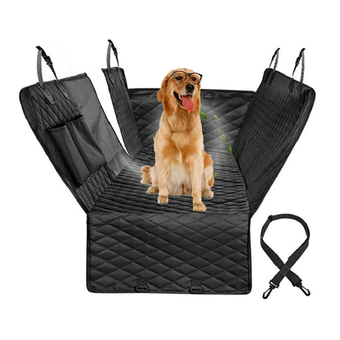 cwd007 Dog Car Seat Cover Splash-proof Dog Seat Cover Nonslip Dog Hammock  Anti-scratch Protection Cover for Cars Back Seat with 2 Pockets - Black - 1