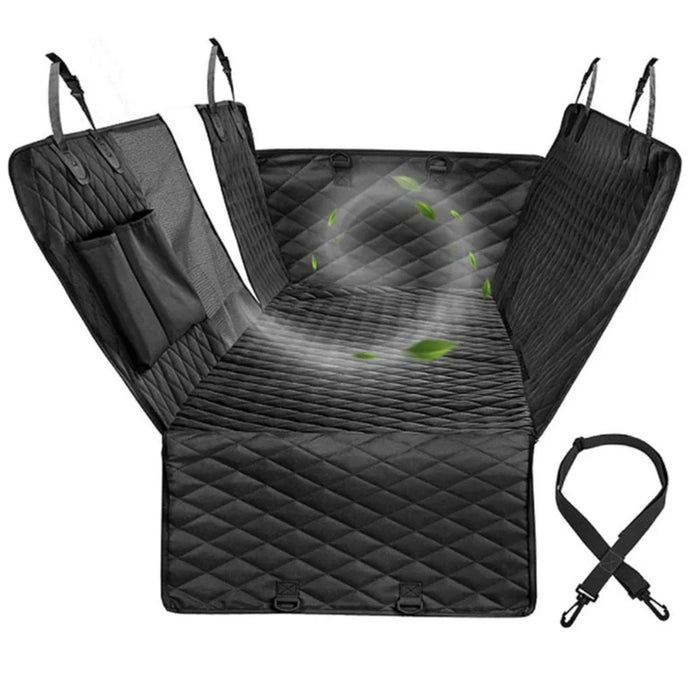 cwd007 Dog Car Seat Cover Splash-proof Dog Seat Cover Nonslip Dog Hammock  Anti-scratch Protection Cover for Cars Back Seat with 2 Pockets - Black - 2