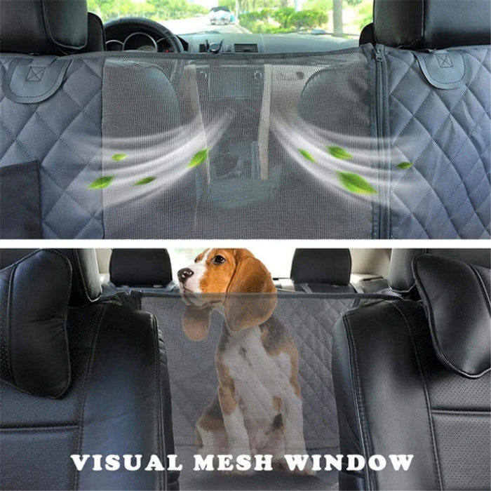 cwd007 Dog Car Seat Cover Splash-proof Dog Seat Cover Nonslip Dog Hammock  Anti-scratch Protection Cover for Cars Back Seat with 2 Pockets - Black - 4