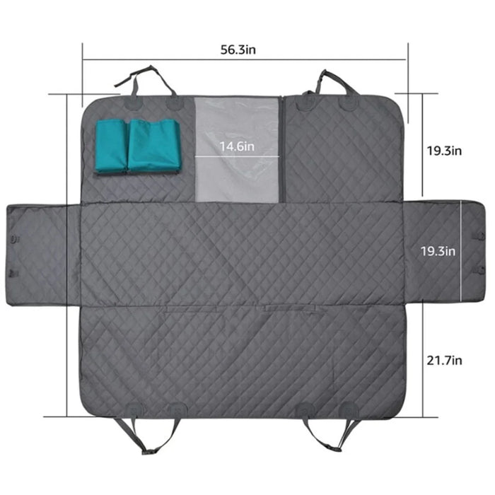cwd007 Dog Car Seat Cover Splash-proof Dog Seat Cover Nonslip Dog Hammock  Anti-scratch Protection Cover for Cars Back Seat with 2 Pockets - Black - 5