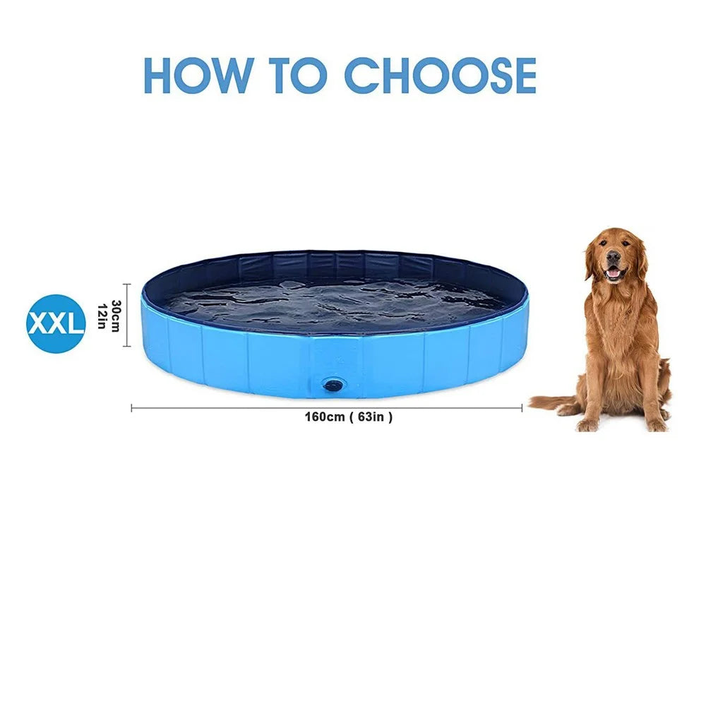 160x30cm Round Foldable Dog Pool Outdoor Indoor Portable PVC Pet Dog Swimming Tub Bath Pool - 2