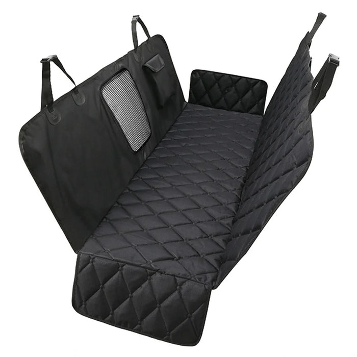 LDLC CZD-U-03 Car Rear Seat Protective Cover Waterproof Oxford Cloth Pet Dog Car Back Seat Cushion Mat with Mesh Window - Black - 1