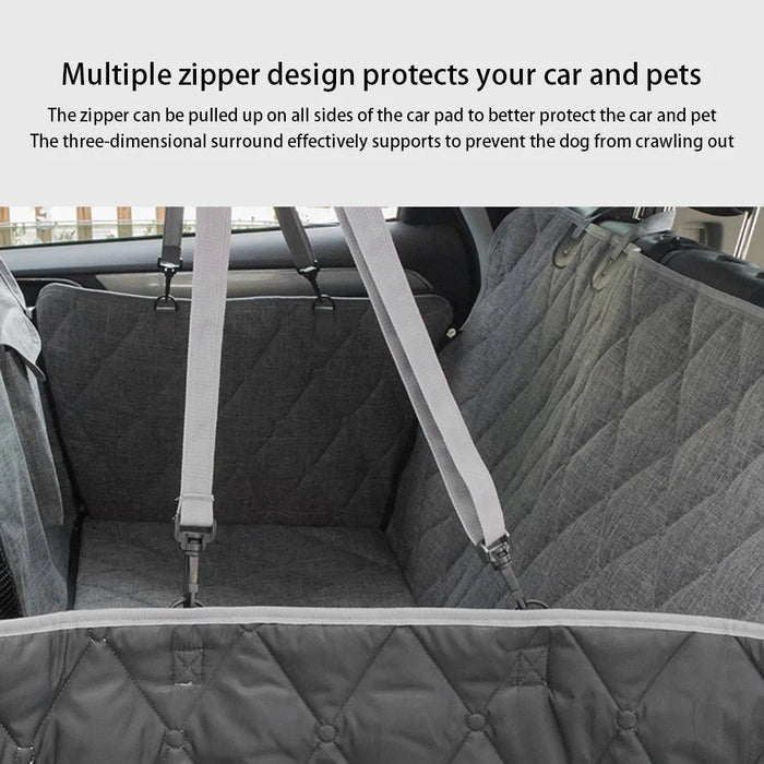 LDLC CZD-U-03 Car Rear Seat Protective Cover Waterproof Oxford Cloth Pet Dog Car Back Seat Cushion Mat with Mesh Window - Black - 4