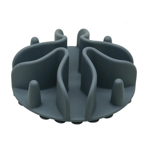 Silicone Dog Slow Feeding Bowl Insert with Suction Cup Pet Food Dispenser Accessories - Grey - 1