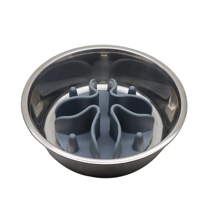Silicone Dog Slow Feeding Bowl Insert with Suction Cup Pet Food Dispenser Accessories - Grey - 2