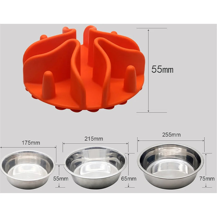 Silicone Dog Slow Feeding Bowl Insert with Suction Cup Pet Food Dispenser Accessories - Grey - 5