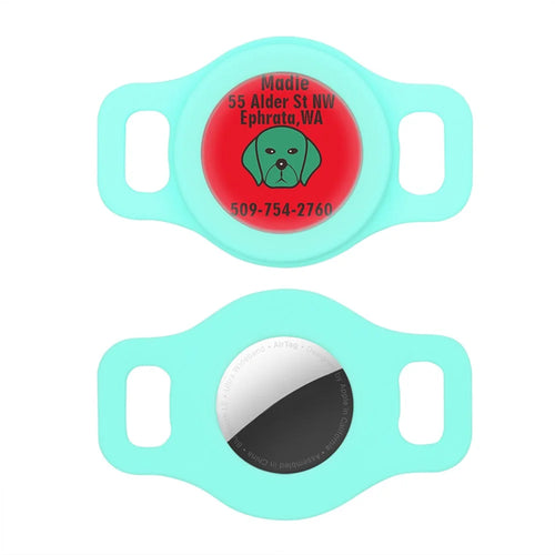 For Apple AirTag Dog Pattern Sticker Silicone Case Pet Dog Tracker Locator Anti-loss Cover Protector, Size S - Mint Green - 1