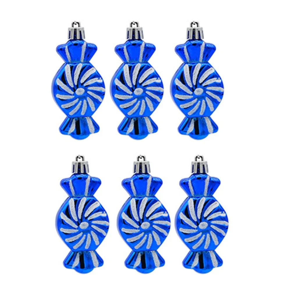 6PCS Candy Shaped Ornaments Christmas Tree Decorations Home Wedding Birthday Party Decors - Blue - 1