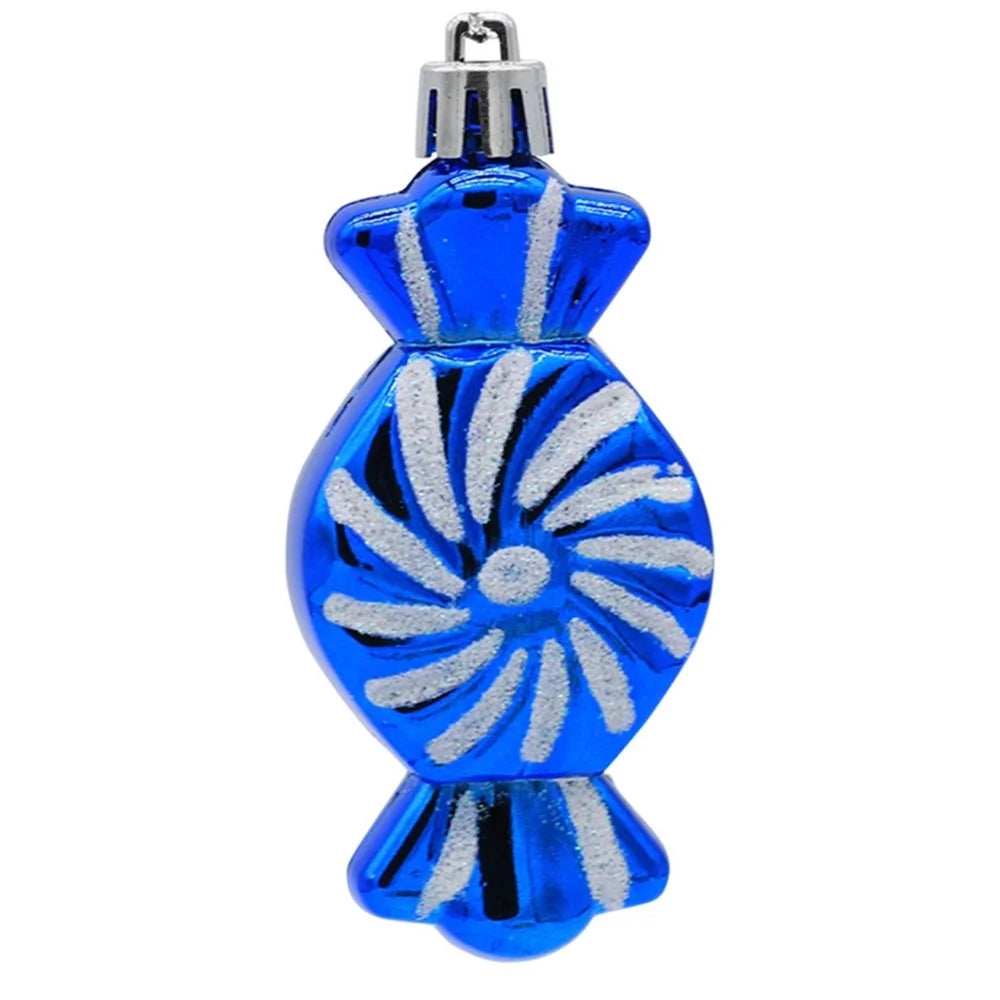 6PCS Candy Shaped Ornaments Christmas Tree Decorations Home Wedding Birthday Party Decors - Blue - 2