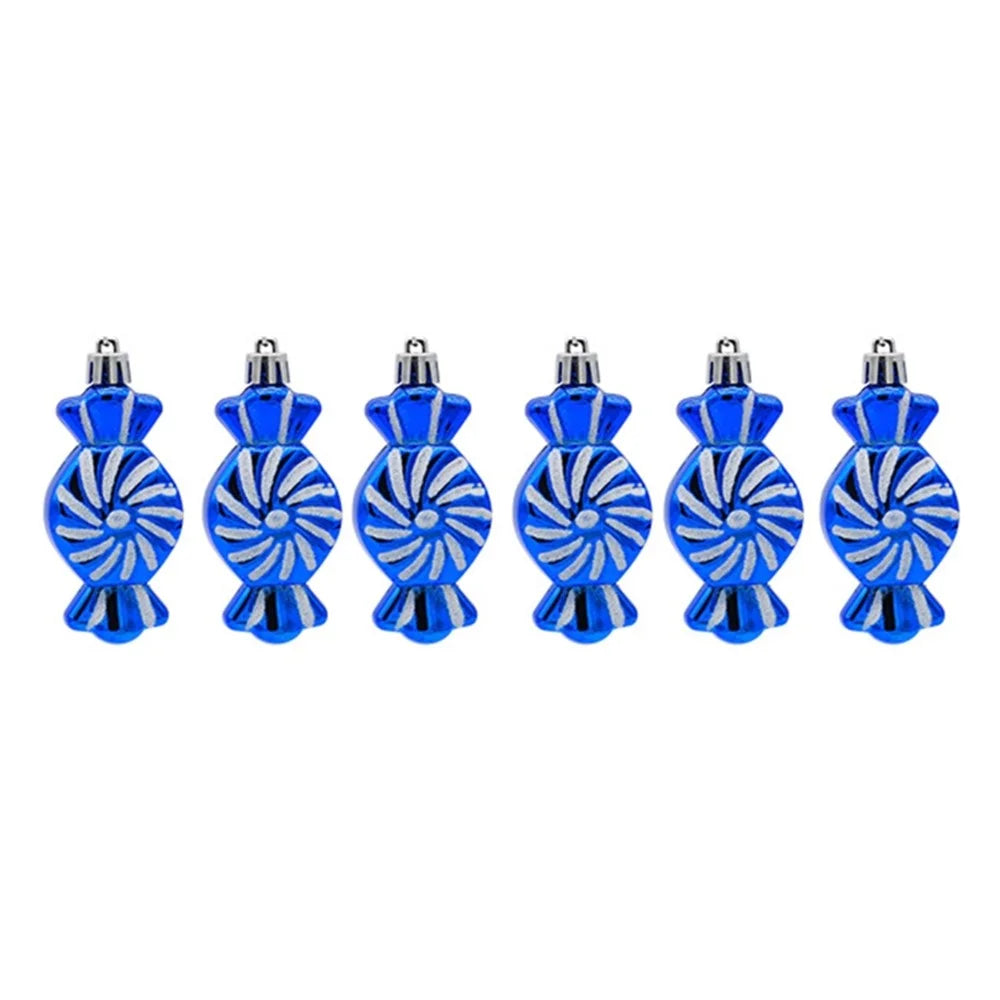 6PCS Candy Shaped Ornaments Christmas Tree Decorations Home Wedding Birthday Party Decors - Blue - 3