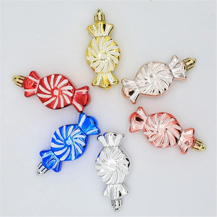 6PCS Candy Shaped Ornaments Christmas Tree Decorations Home Wedding Birthday Party Decors - Blue - 4