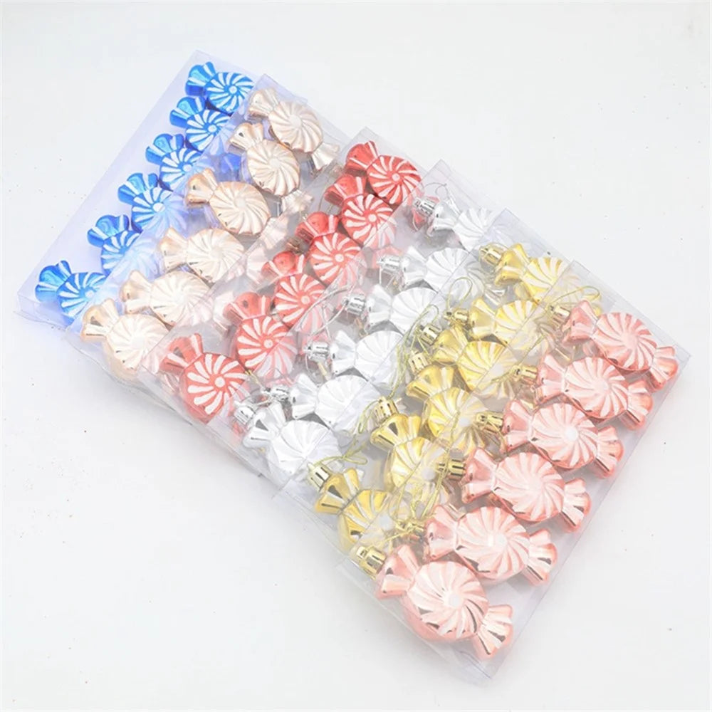 6PCS Candy Shaped Ornaments Christmas Tree Decorations Home Wedding Birthday Party Decors - Blue - 5