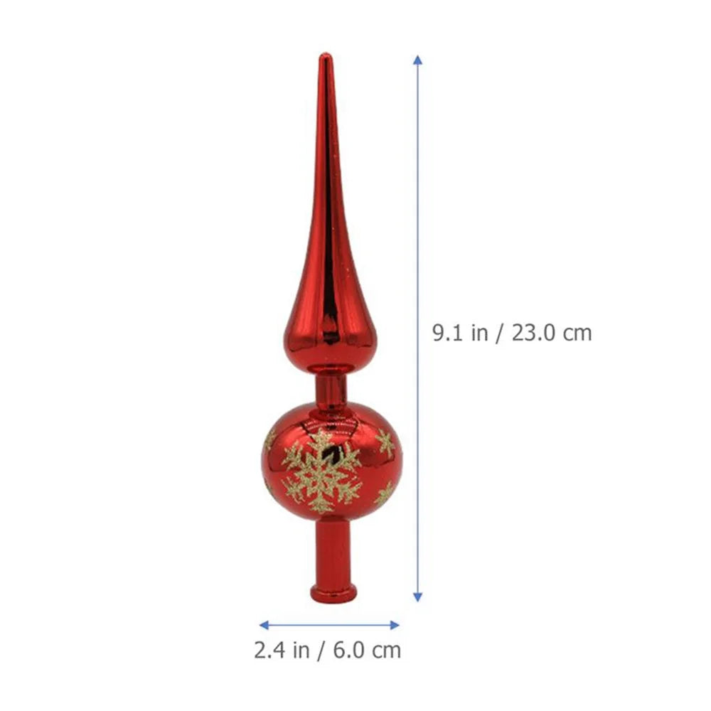 Plastic Electroplated Pointed Christmas Tree Topper Ornament Xmas Party Decoration - Red - 5
